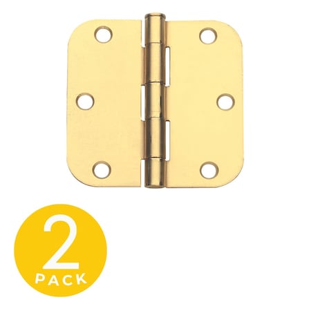 Global Door Controls 3 in. x 3 in. Satin Brass Full Moritse Residential 5/8 in. Radius Hinge with Removable Pin, PK2 CP3030-5/8US4-M